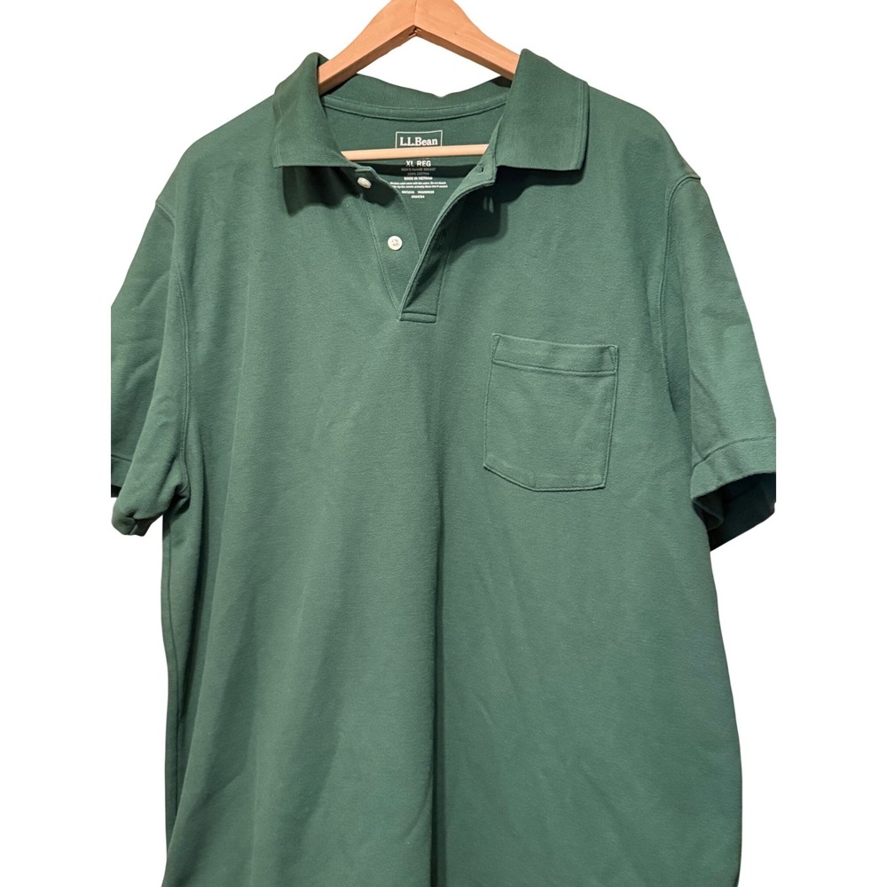 LL Bean Traditional Fit Mens XL Reg. Green Short Sleeve Polo Shirts (2) Cotton